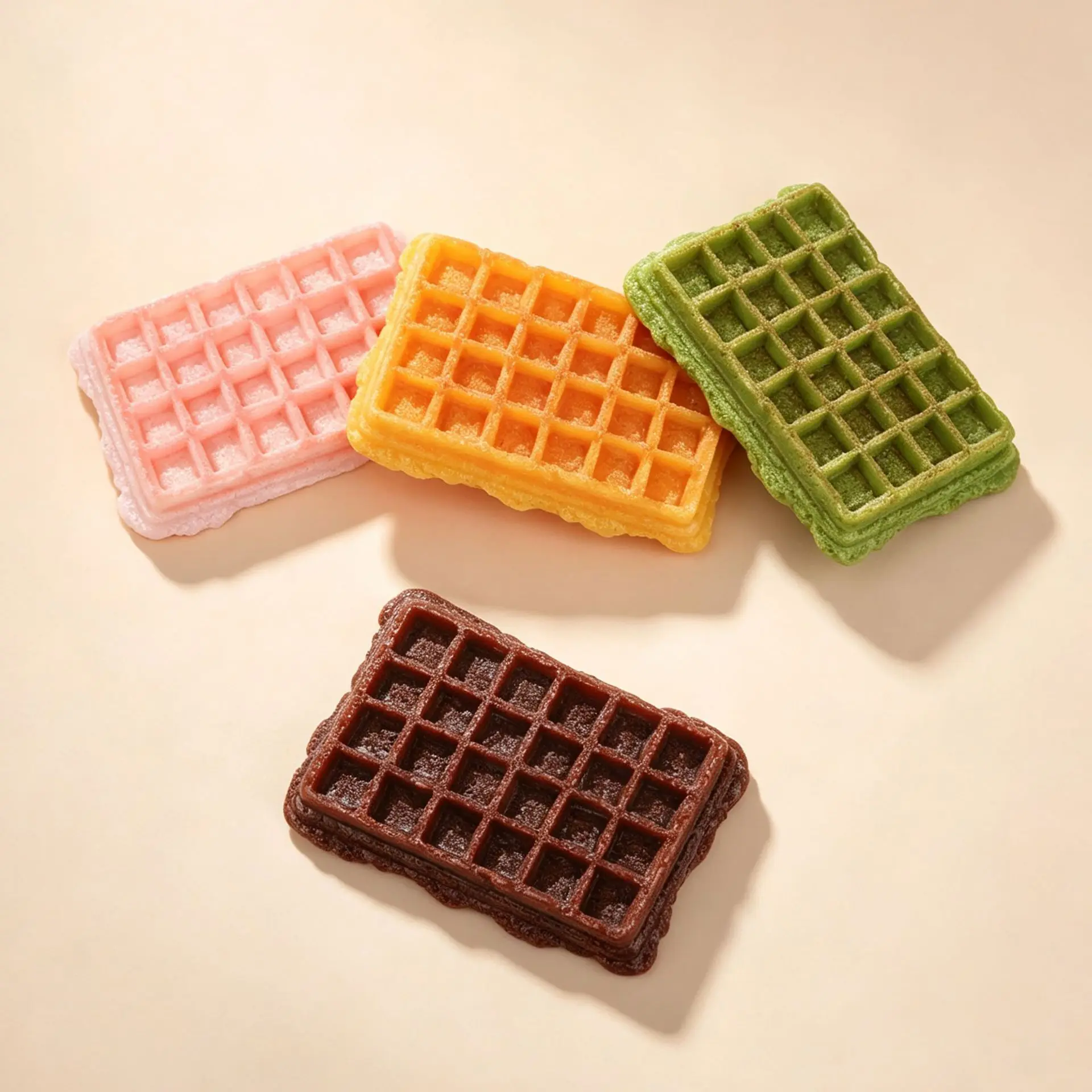 4pcs Mini Waffle Model Realistic Waffle Food Bread DIY Resin Craft Accessories Pendant Miniature Desktop Decoration Ornament