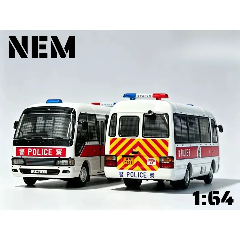NEM 1:64 Toyota Coaster Police Car Driver PTU Coaster Male Gift Birthday Gift Desktop Ornament.