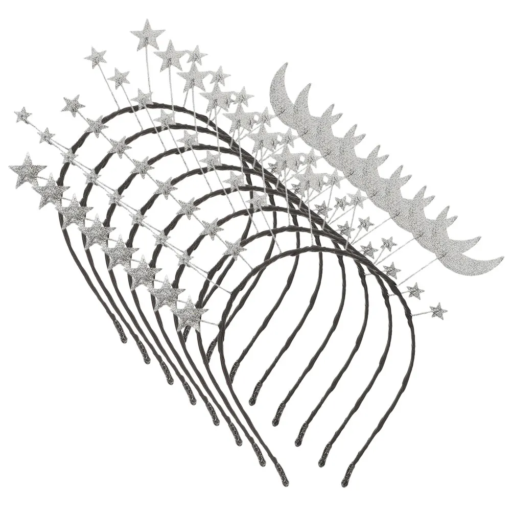 

8pcs Star Moon Headband Alloy Kids Hairband Glitter Light Weight Chic Shining Decorative Birthday Carnival Party Cosplay Photo