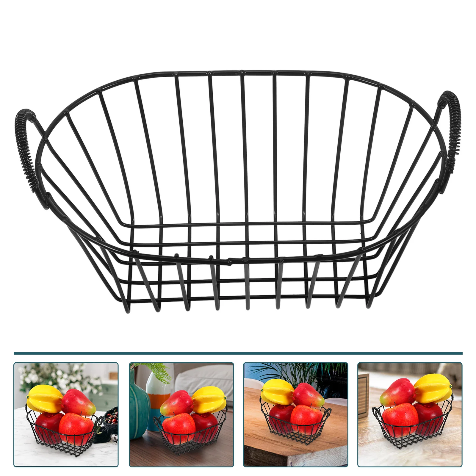 

Iron Wire Fruit Basket Metal Wire Storage Basket Sturdy Design for Snacks Fruits Cosmetics Desktop Organizing Accessories