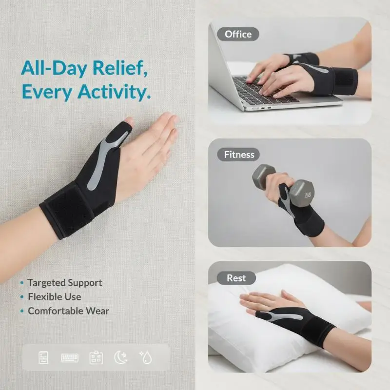 Thumb Tendon Sheath Protector Easy to Wear Thin Wrist Brace Adjustable Breathable for Wrist  Hand Fixation Daily Work