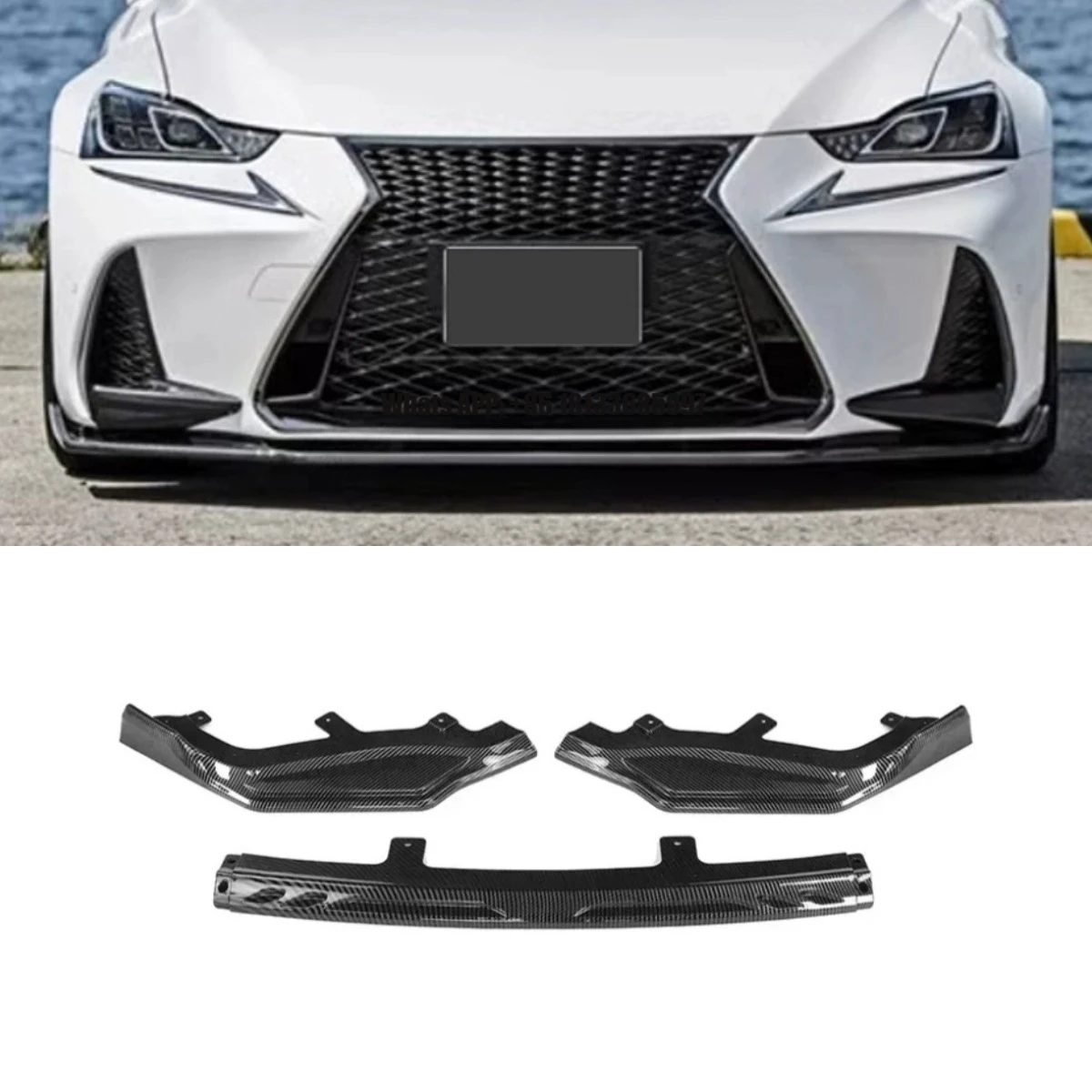 

Car Front Bumper Lip Spoiler Splitter Deflector Real Carbon Fiber For Lexus IS300 2017-2020 Body Kit Car Accessories