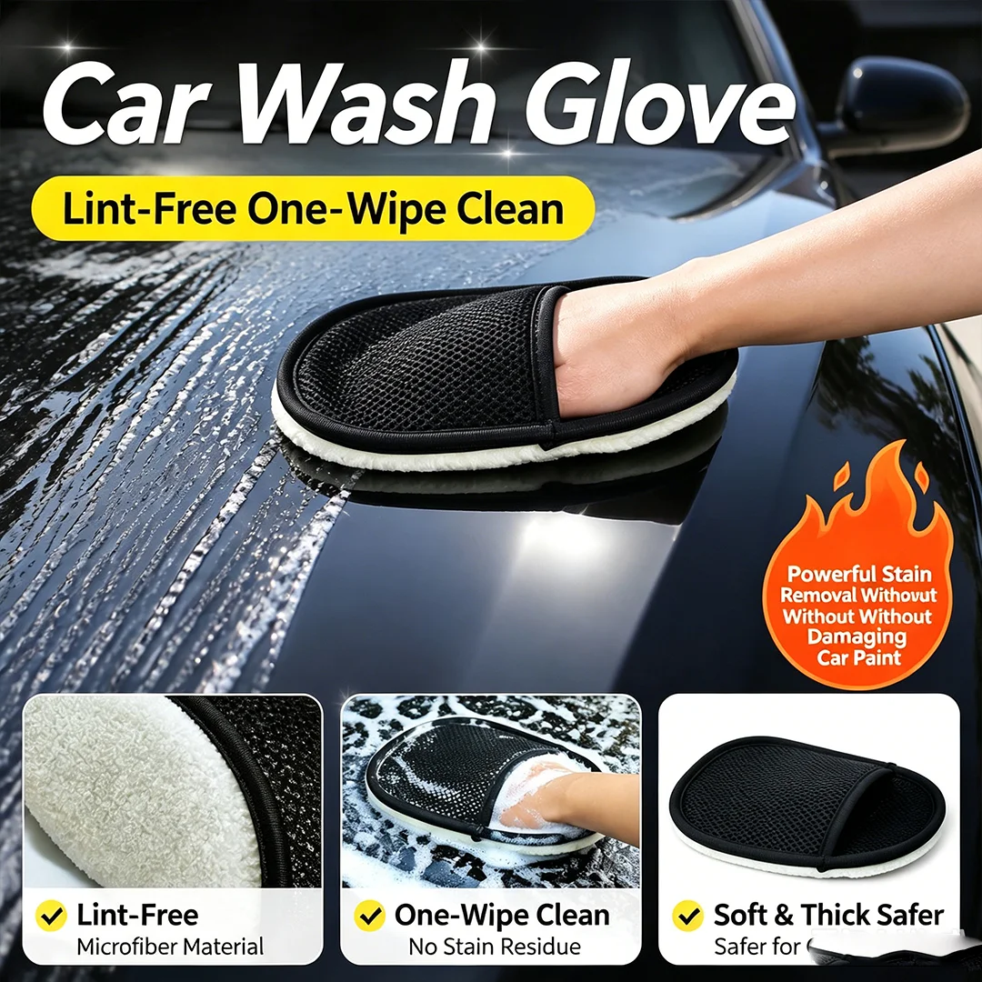 Reusable Thickened Microfiber Car Cleaning Sponge, High Water Absorption Pad for Auto Interior Exterior & Household Cleaning