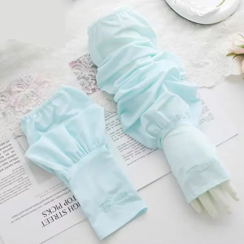 夏用アイスシルクスリーブ 男女兼用 アウトドアUVカット サイクリングスリーブ アームサンスクリーン 保護スリーブ ゆったり 1組