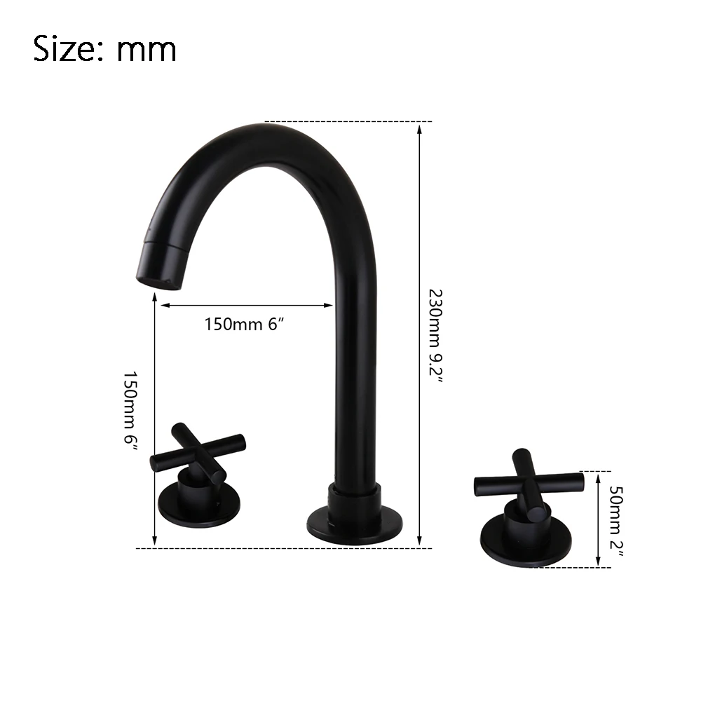 Torayvino Bathroom Bathtub Faucet Matte Black Basin Sink Deck Mounted Faucets 3 Hole Double Handle Hot And Cold Mixer Water Tap