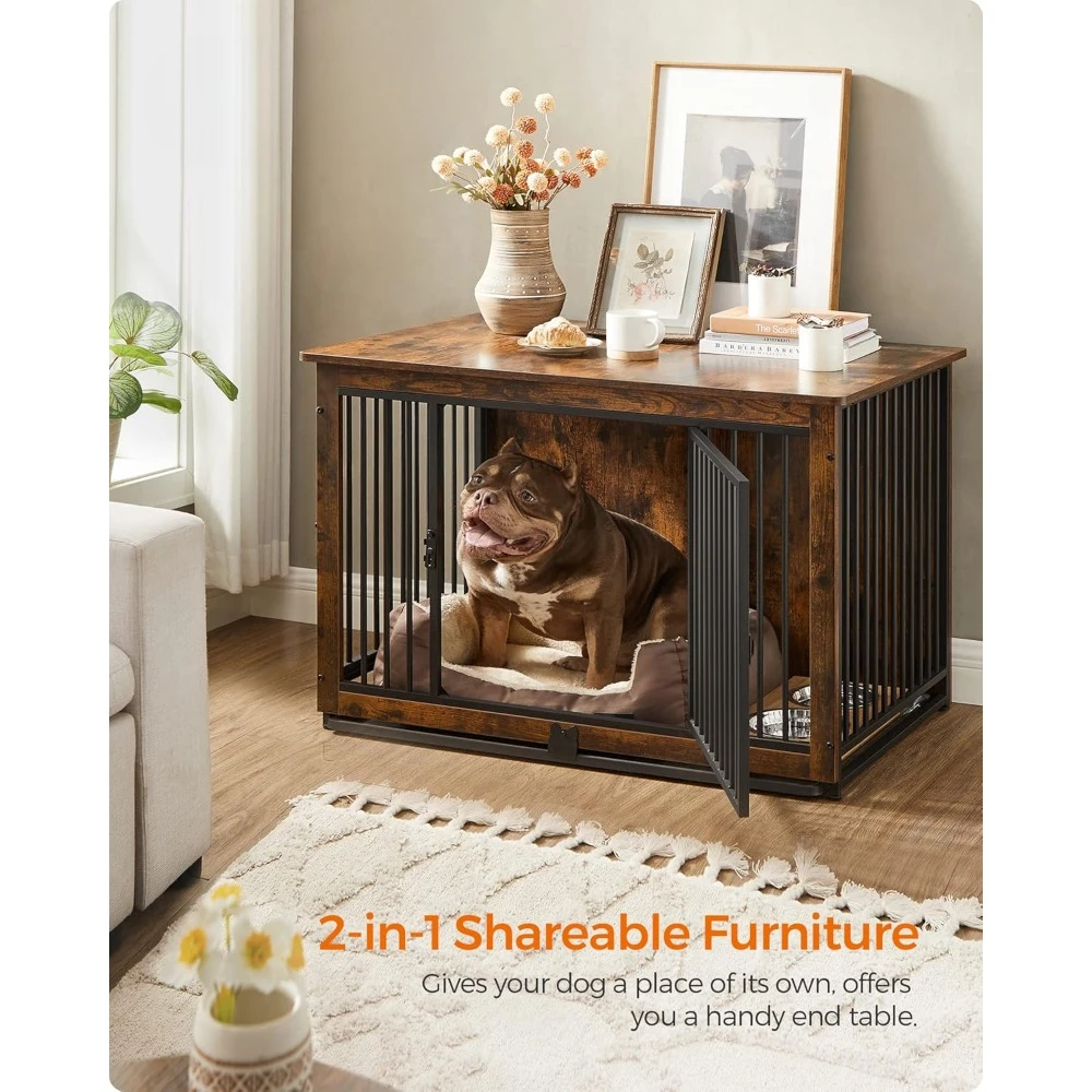 Dog Crate Furniture, 38 Inches Dog Kennel , with Removable Tray, Heavy-Duty Dogs Cage End Table,