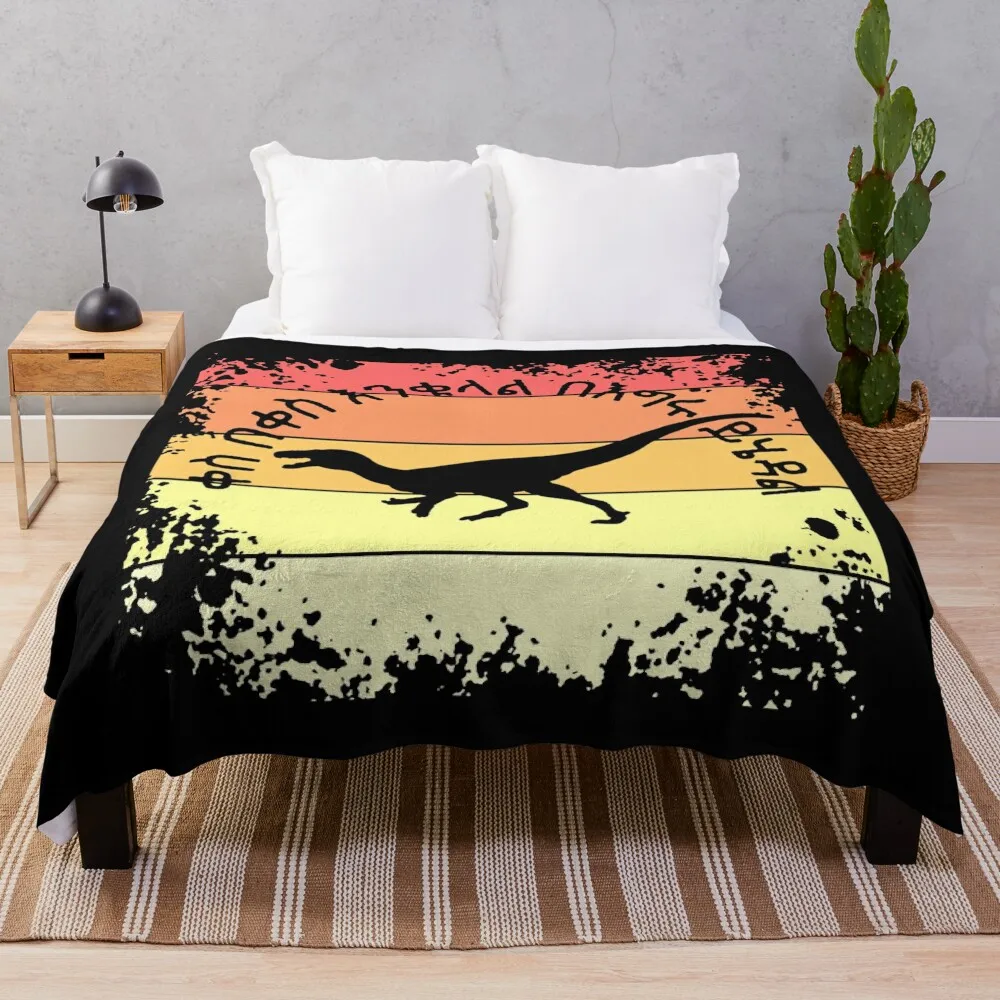 Amharic Proverb with Sunset-Themed Background: Chindesaurus Silhouette Throw Blanket Bed Fashionable Sleeping Bag Blankets