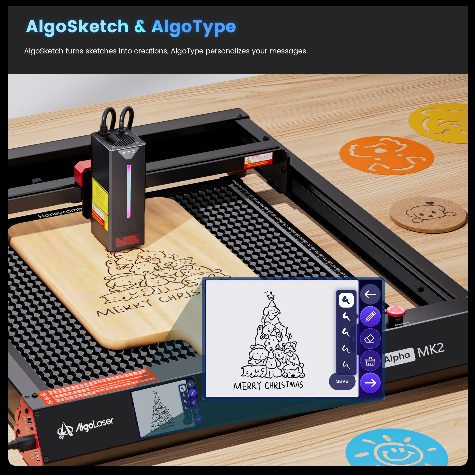 Algolaser 40000mW Laser Engraver Cutter Machine with Air Assist Kit, 3.5