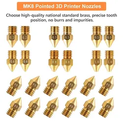 24pcs MK8 Ender 3 Nozzles 3D Printer Brass Nozzles Extruder for Ender 3 CR-10 0.2/0.3/0.4/0.5/0.6/0.8/1.0mm Printer Nozzle