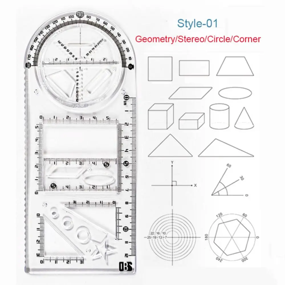 Supplies Creative Stationery Geometric Drawing Protractor Mathematics Function Ruler Ruler Learning Measuring Tool