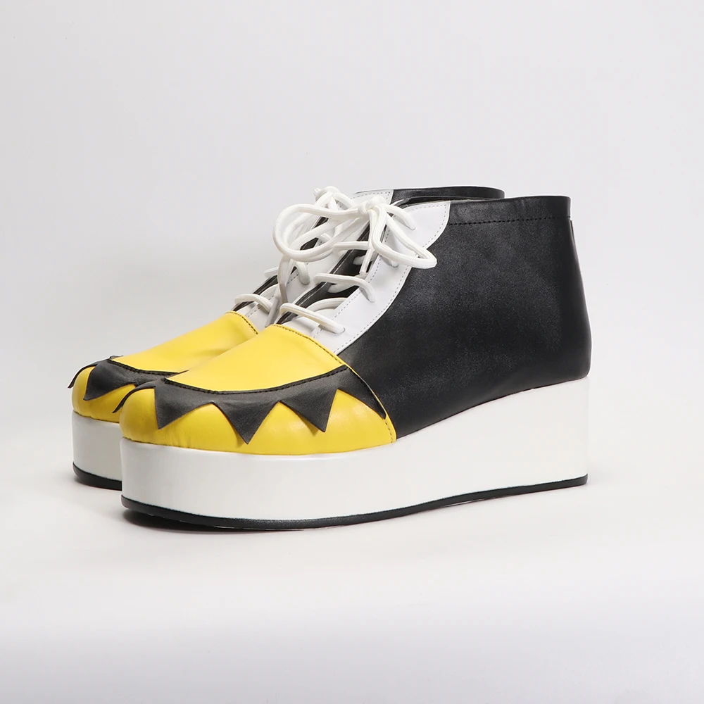 Souleater Soul Evans Cosplay Sapatos Amarelo Preto Feito à Mão Couro Falso Botas de Festa de Halloween