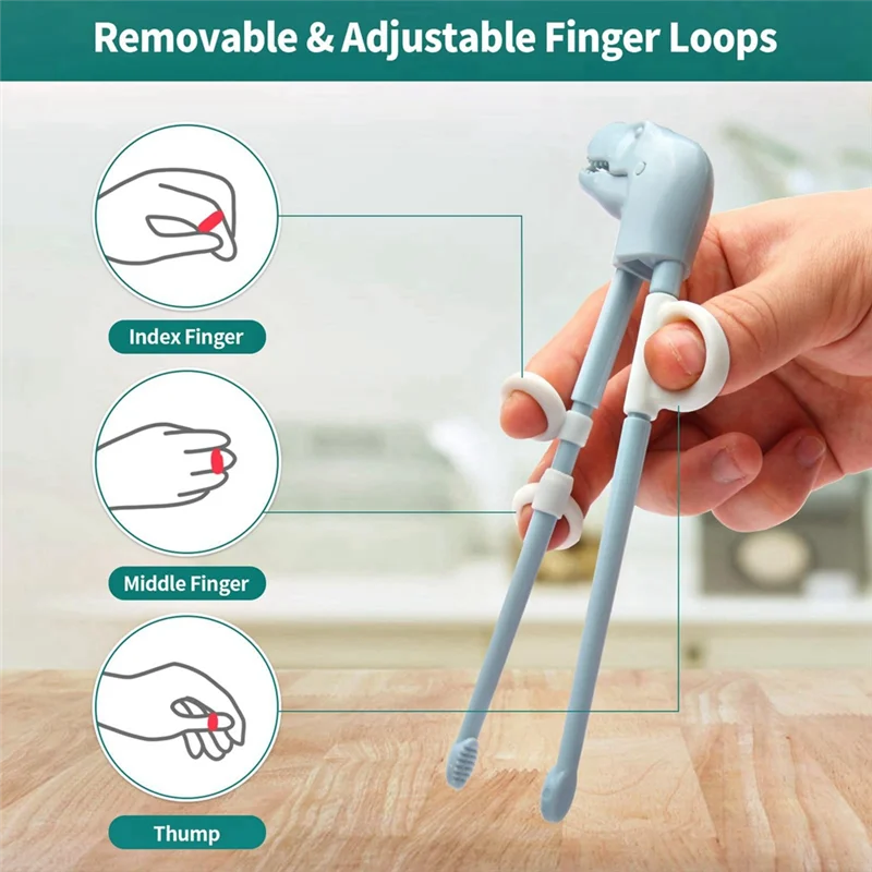 IALJ-Children's Training Chopsticks Reusable Dinosaur Training Chopsticks Auxiliary Set Cute Children's Tableware
