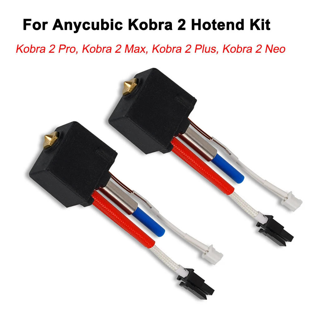For Anycubic Kobra 2 Plus/Max/Pro/Neo Hotend Accessories 24V 60W Heating Tube NTC100K Thermistor Kobra 2 Hot End Brass Nozzle