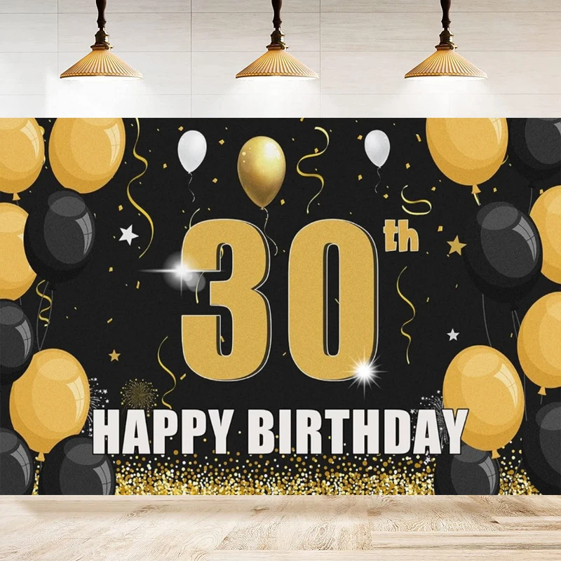 Photography Backdrop For Men Happy 30th Years Old Birthday Balloons Background Home Party Backdrop Wall Banner Decor Poster