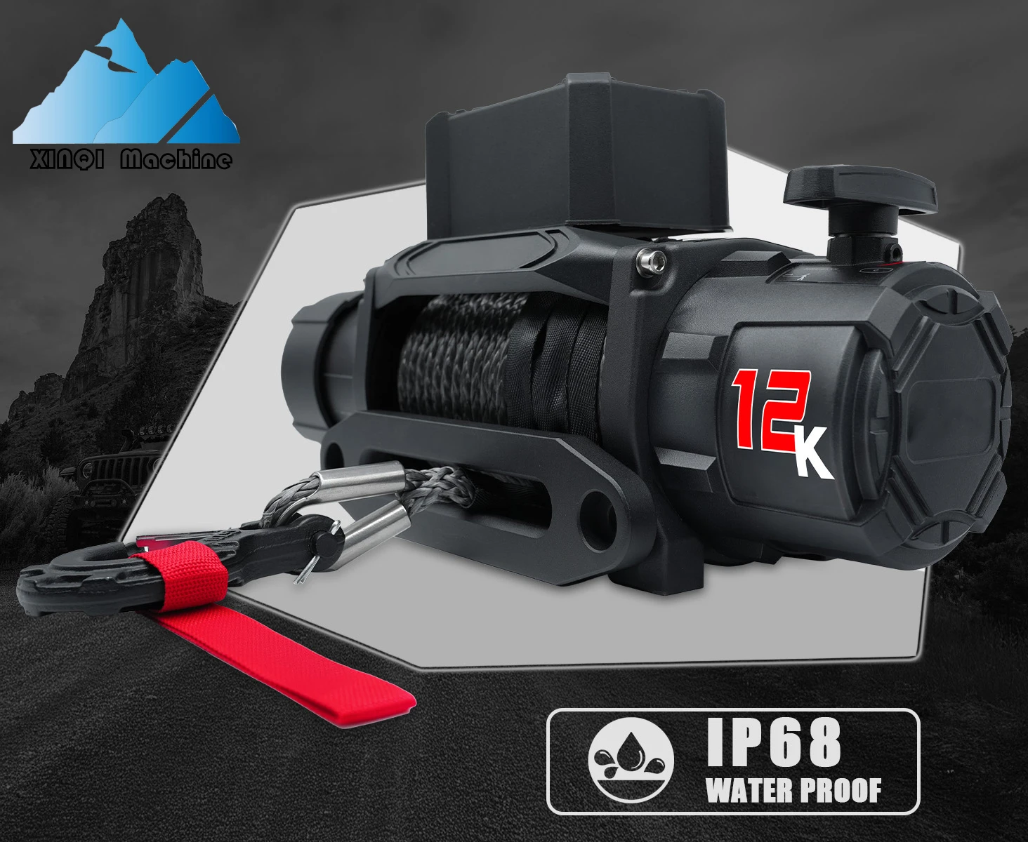XINQI 12000 LBS Winch With Synthetic Rope and 2 Wireless Remotes - Panther Series 3S