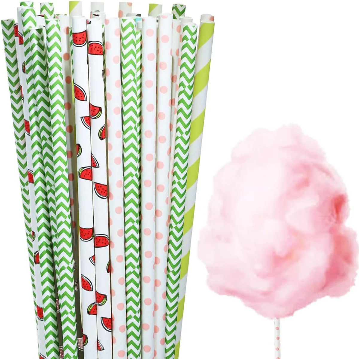 

6*350mm Paper Straws 100pcs Mxed Colorful Cotton Swabs Food Decoration Dessert Drink Paper Straws for Dessert Coffee Restaurant