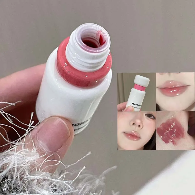 HERORANGE Specchio colorato morbido Smalto per labbra Specchio idratante Colore chiaro dell'acqua Lucidalabbra per trucco a lunga durata