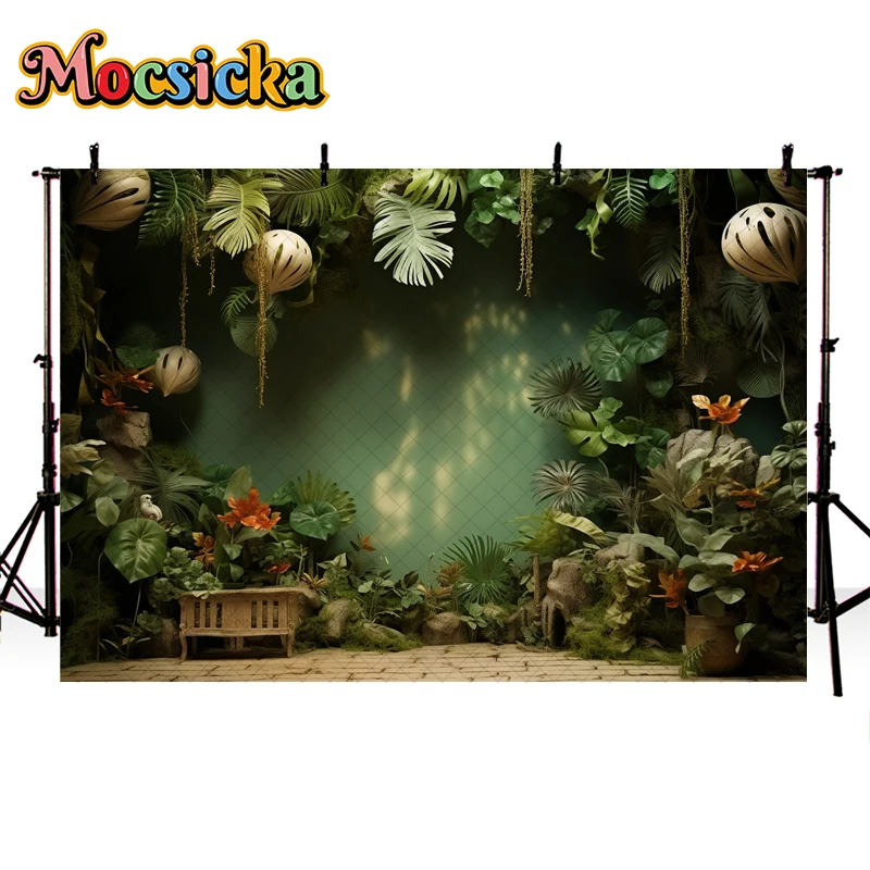 Tropical Jungle Wildlife Backdrop For Kids Portrait Cake Smash Photography Newborn Shower 1st Birthday Party Decor Props