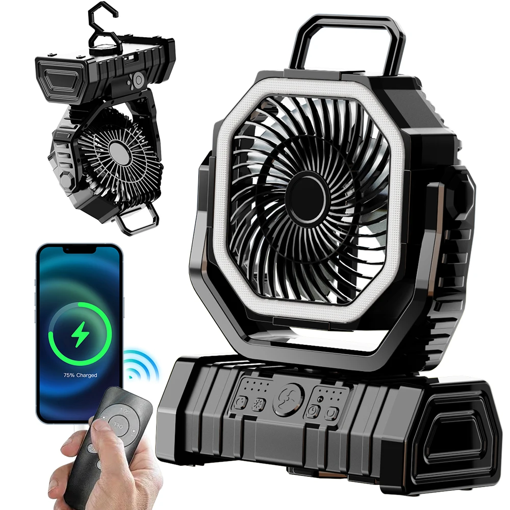 

Protable Camping Fan 20000mAh Battery air cooler fan 4Speeds Desk Fan Portable Outdoor Fan for Outdoor Camping Tent and Fishing