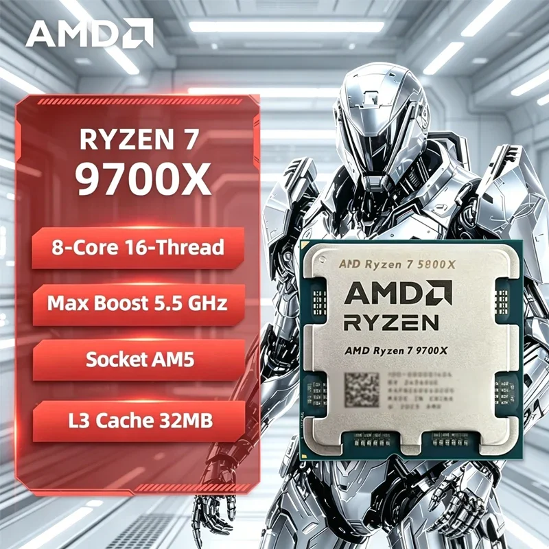 

AMD Ryzen 7 9700X AMD R7 9700X CPU 8-Core 16-Thread 5.5GHz Unlocked Desktop Processor Socket AM5 Gaming CPU Loose Pieces