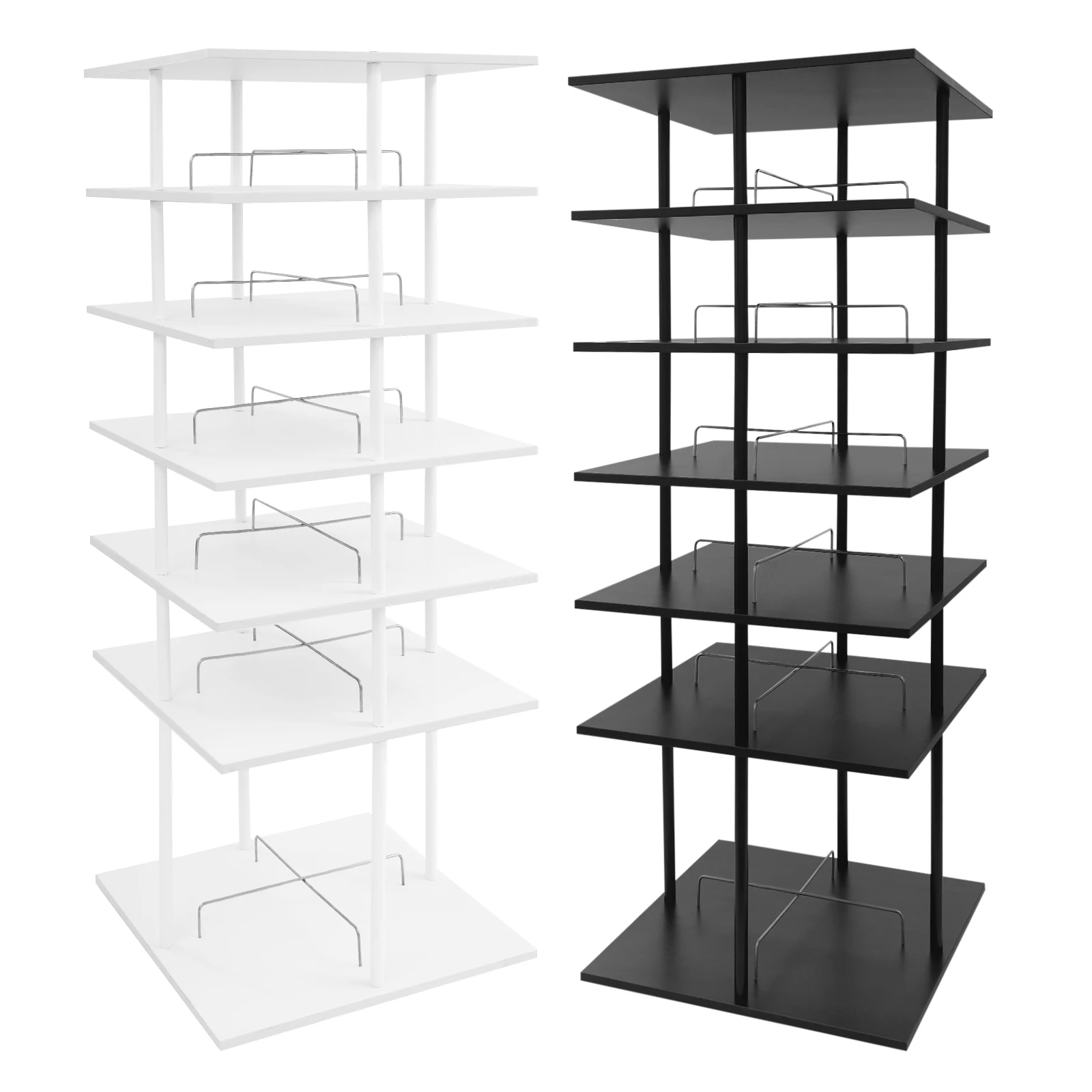 

6-Tier 360° Rotatable Shoe Rack Metal Paintless Board Shoe Storage Organizer Large Capacity Space Saving Shelf for Home Hotel Shop 57*57*155cm/22.44*22.44*61.02in