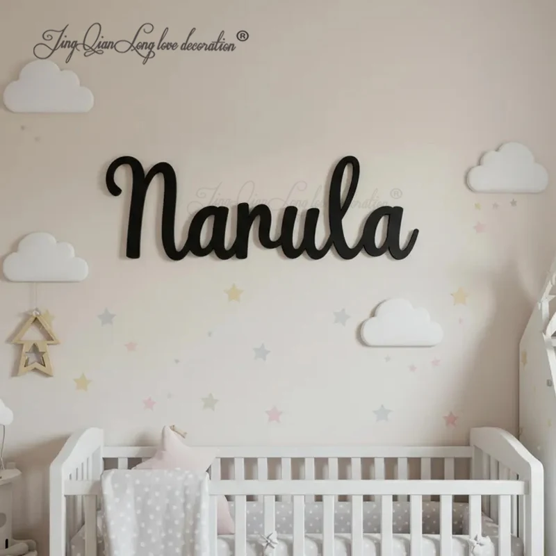 Custom Wooden Bubble Name Sign DOUBLE LAYERD - Baby Name Sign - Nursery Decor - Kid's Bedroom Sign Decor - Playroom Sign - Name