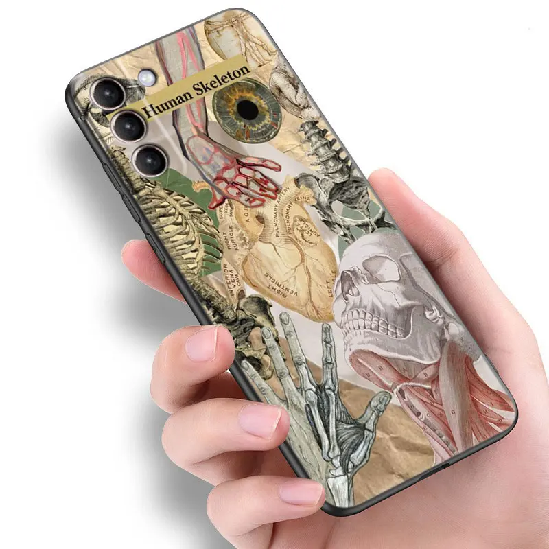 Medical Human Organs Black Phone Case For Samsung Galaxy S23 Ultra S22 S21 Plus S20 FE A13 A14 A23 A24 A25 A33 A34 A52S A53 A54