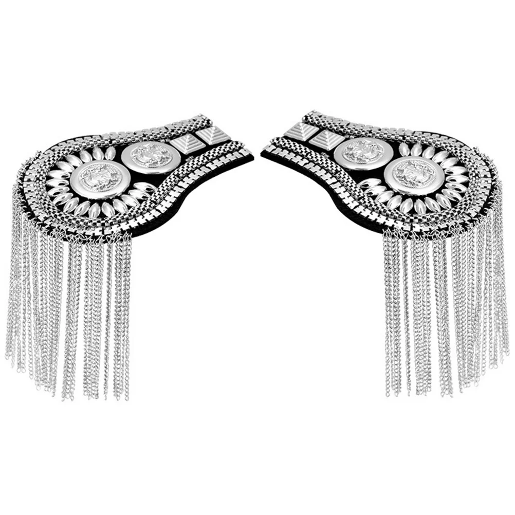 

2 Pcs European and American Fringe Brooches Rhinestones for Clothes Decor Shoulder Board