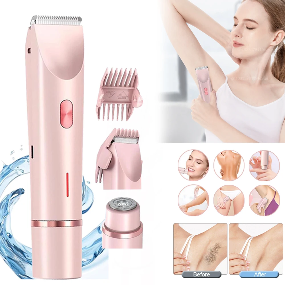 Epilator Painless Hair Removal 2 In 1 Body Trimmer Shaver For Sensitive Areas Bikini Armpit IPX7 Electirc Hair Removal Epilator