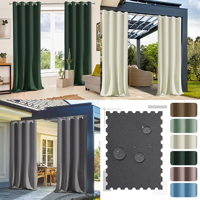 

Уличная водонепроницаемая солнцезащитная штора-блэкаут с люверсами для балкона, веранды, беседки, патио