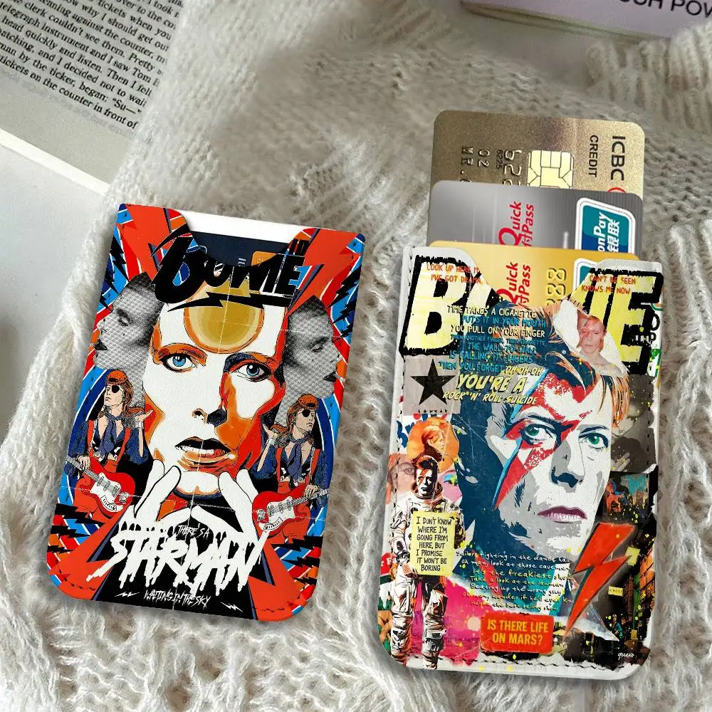 Retro singer D-David B-Bowie Creative Printed with Leather Protective Case Business Portable Letter Pattern Leather Credit Bags