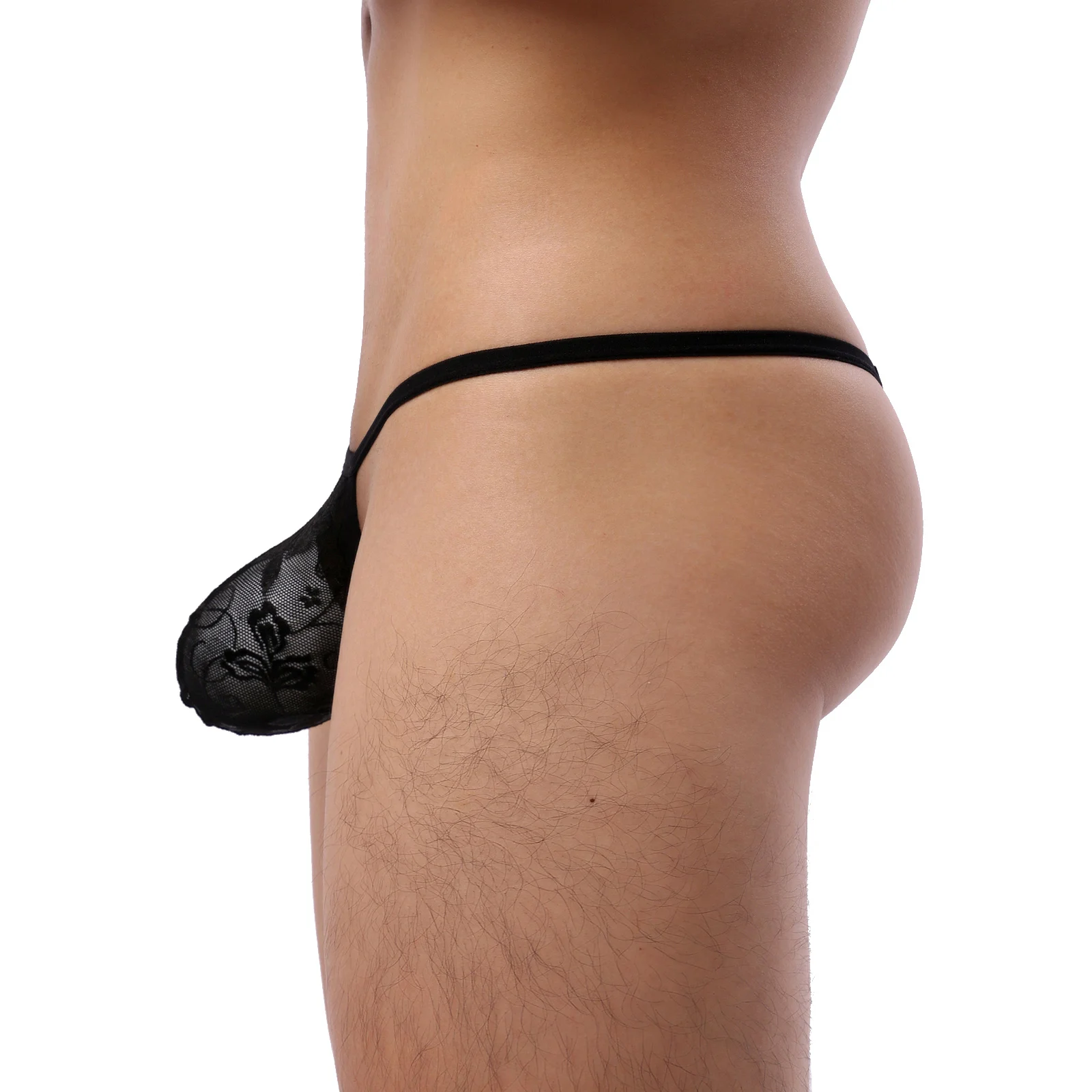 Sous-vêtements CLEVER-MENMODE String Hommes Dentelle Sheer Pénis Poudres Culotte Sexy G String Taille Ultra-mince Lingerie Slip