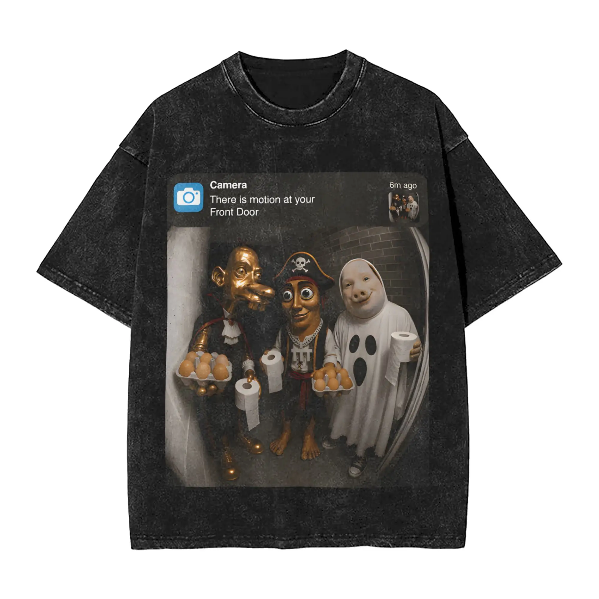 Graphic Printed There is Motion at Your Front Door Tung Tung Tung sahur Meme Washed Shirt Merch Harajuku T-Shirt  Men Women Tees