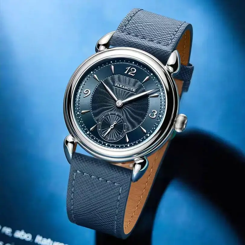 

FARASUTE Men Mechanical Watch 37mm Manual Winding Wristwatch Ultrathin Sapphire Mirror Sunray Dial SW261 Small Second Dial