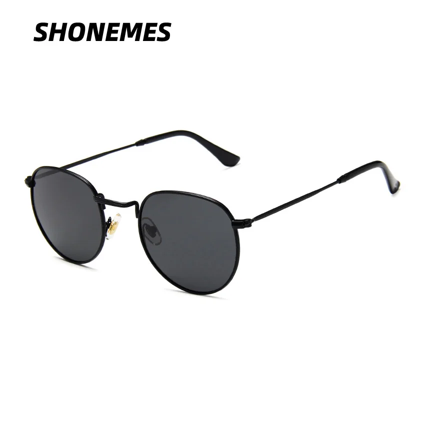 SHONEMES Polarized Sunglasses Classic Round Sun Glasses Metal Frame Outdoor UV400 Shades Gold Green Black for Men Women