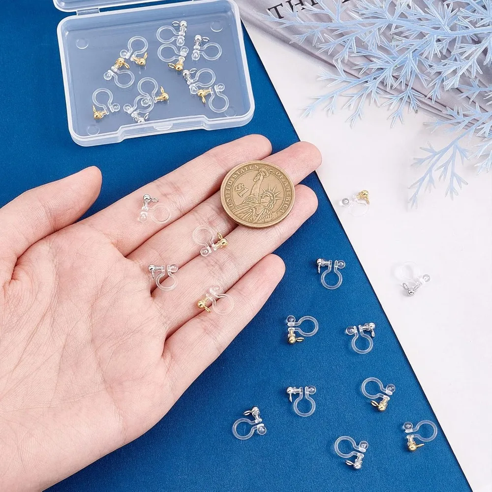 24pcs Transparent U Type Earring Findings for Non-Pierced Earrings