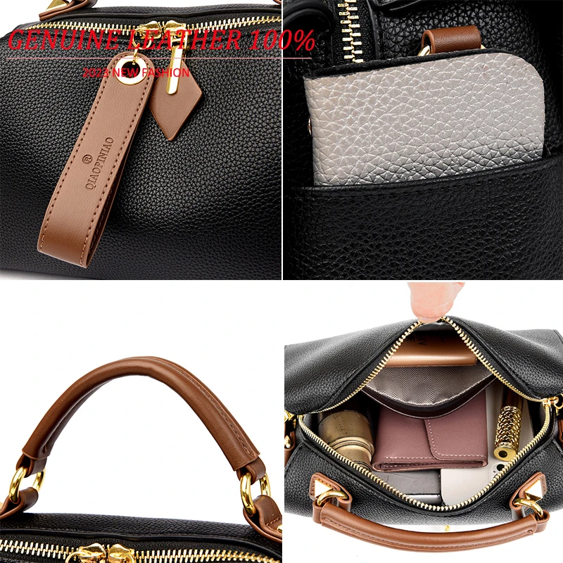 High Quality Solid Color Leather Shoulder Crossbody Bag For Women 2024 Luxury Women\'s Handbag Designer Female Messenger Tote Sac