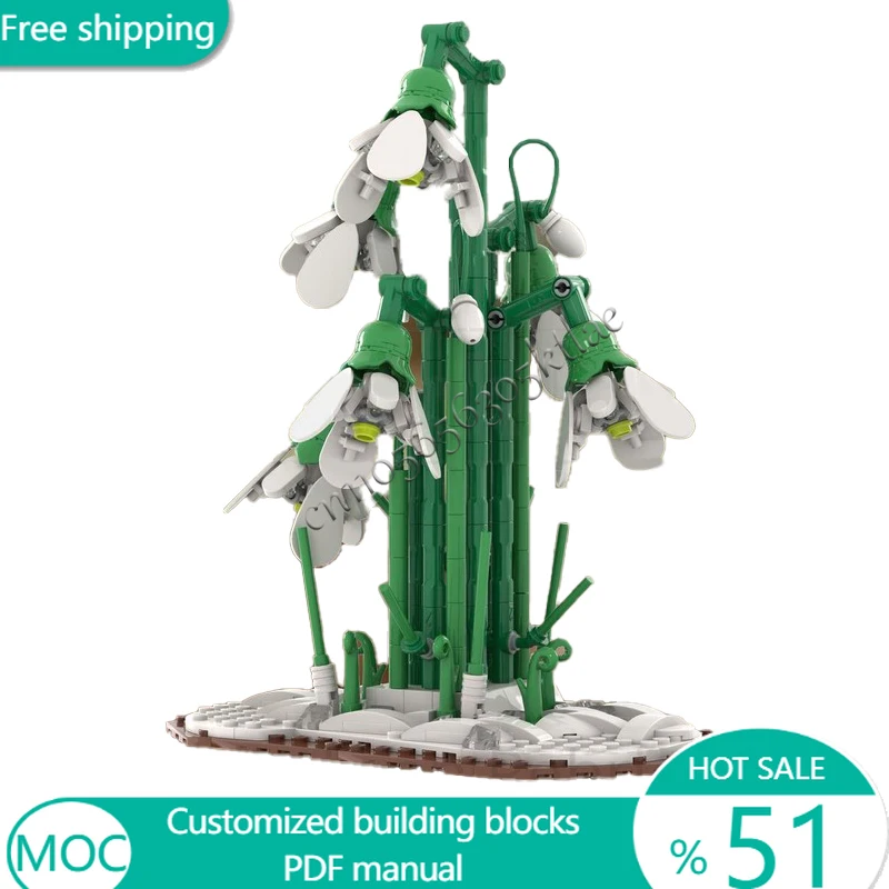 409 Stück Blumen Schneeglöckchen im Wald MOC Anpassen des modularen Bausteins Design Kinder Modell Technologie DIY Montage Spielzeug Geschenk