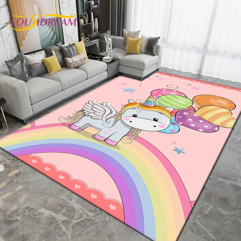 

Cartoon Cute Unicorn Area Rug,Carpet Rug for Living Room Children's Room Decoration,Kids Play Crawl Soft Non-slip Floor Mat Gift