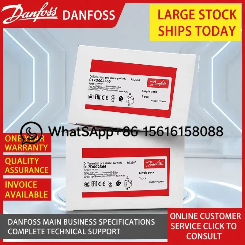 Danfoss RT260AE 017D003666 RT117E 017-529866 Differential Pressure Switch for HVAC Refrigeration Industrial Control System
