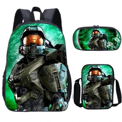 Jogo Halo Schoolbag for Kids, Travel Backpack, Shoulder Bag, Pencil Case Set para Estudantes