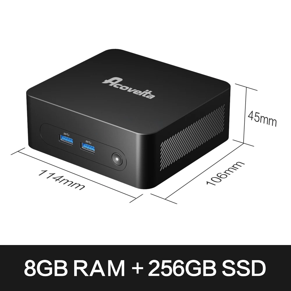 Acoveita M2 PLUS Mini PC Mini Computer Intel 5205U Up to 1.9GHz 8GB DDR4 256GB SSD Windows 11 Desktop Computer Mini Desktop PC