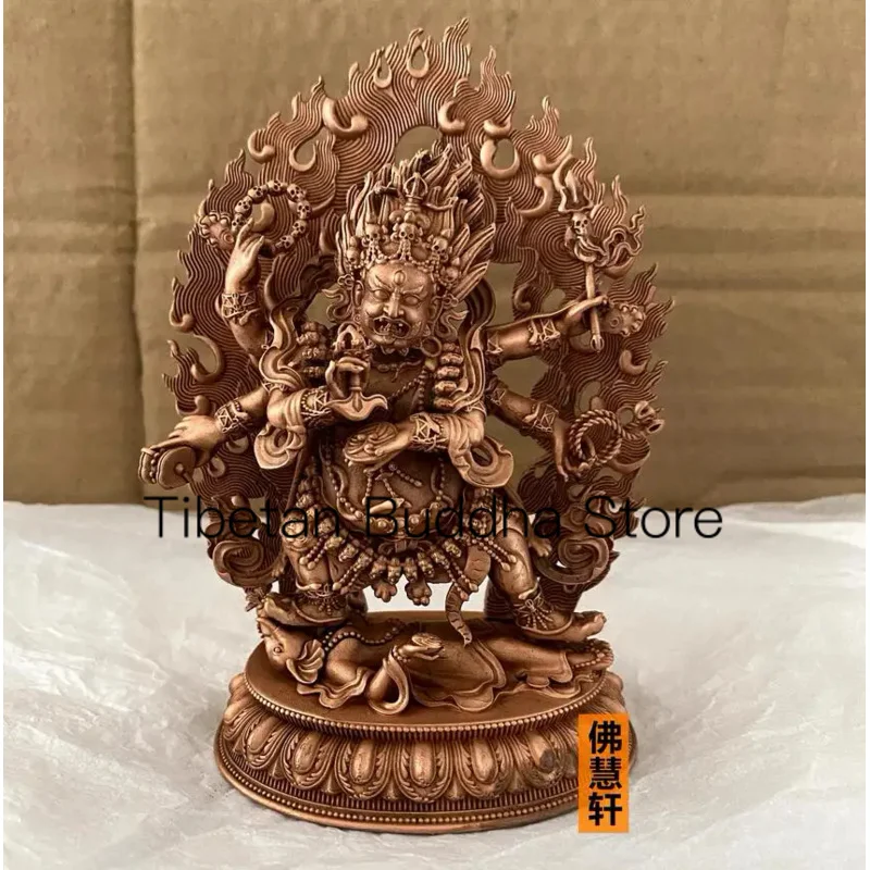 12cm Xizang Seiko Buddhist Hall Six armed Mahagala decorations Copper Dharma Protector Small Buddha