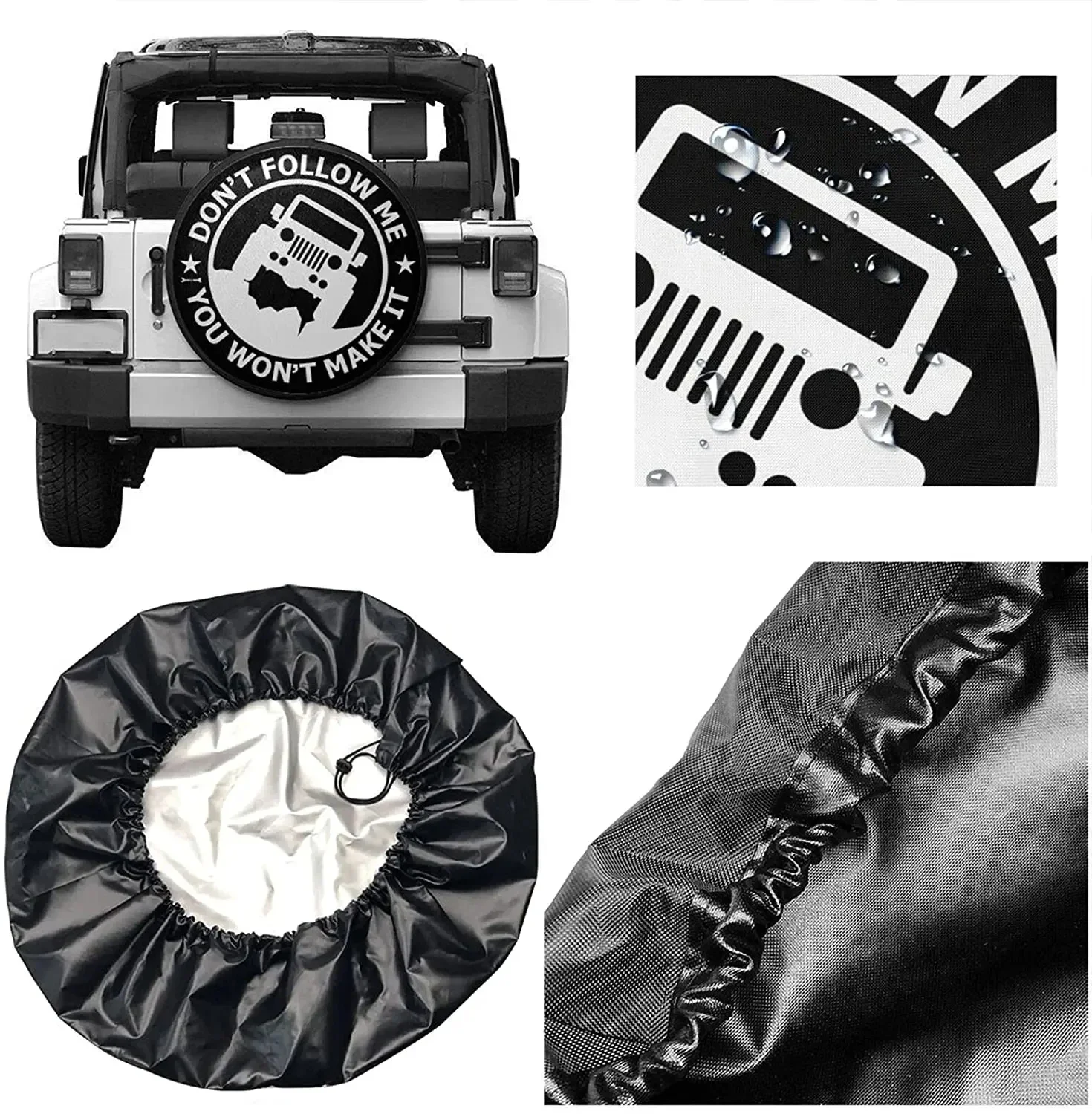 Don't Follow Me You Won't Make It Tire Covers, Universal Fit Dustproof Sunscreen Weatherproof Spare Tire Protecto