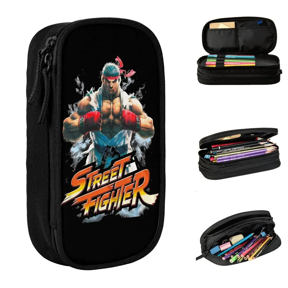 Ryu Ready To Fight Street Fighters Pencil Case Double Layer Large Capacity School Accessories  Bag Suprise Gift