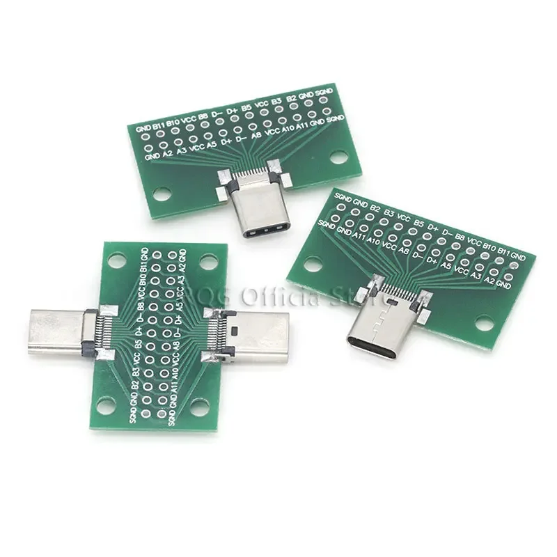 Type-C Male to Female USB 3.1 Test PCB Board Adapter Type C 24P 2.54mm Connector Socket For Data Line Wire Cable Transfer