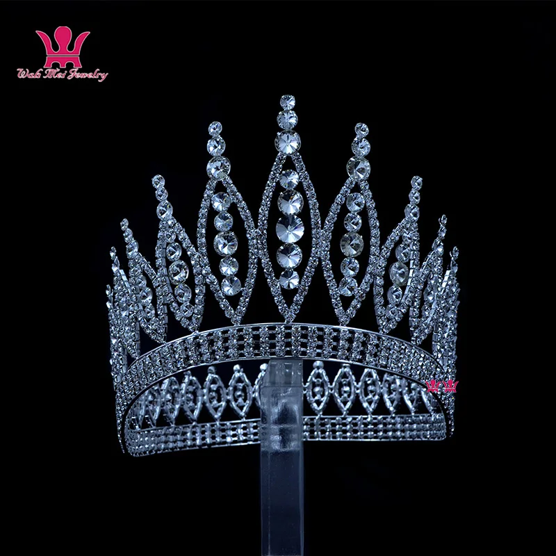 

Crowns Tiaras Miss Pageant Queen Hair Crown Auatrian Rhinestone Crystal Hair Accessories Fashion Ornament Full Round For Woman