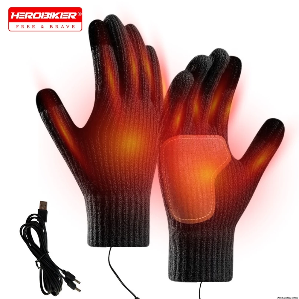

USB Heated Knitted Gloves Heated Motorcycle Gloves Touch Screen Gloves Heating Thermal Knitted Gloves Windproof Heated Gloves