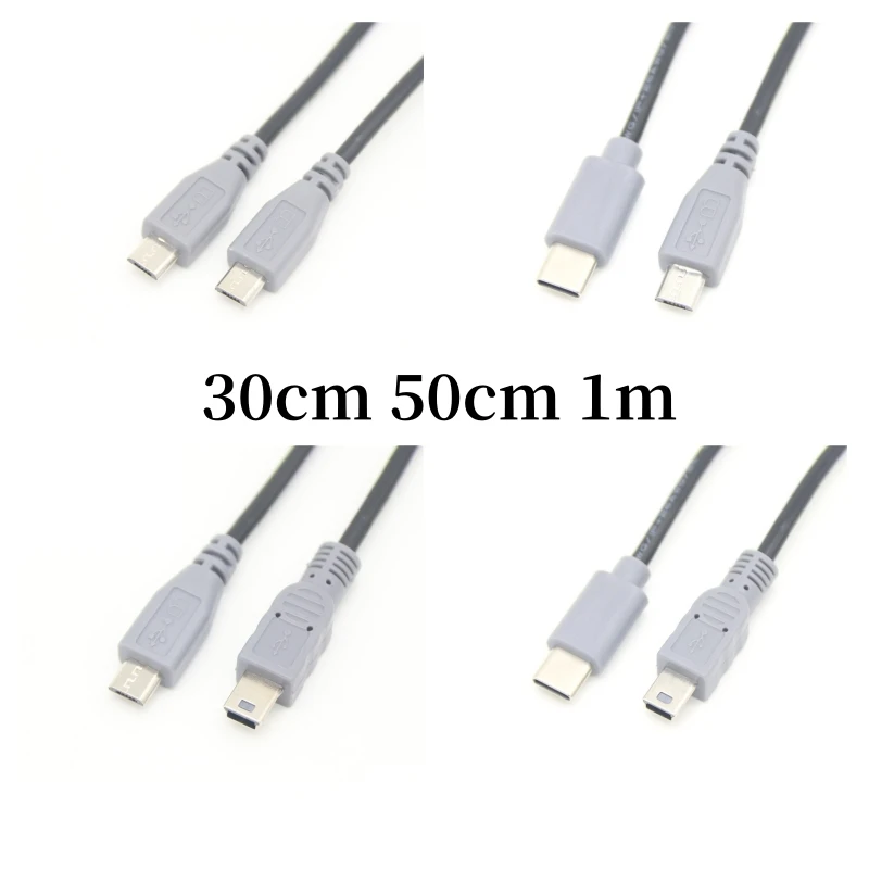 Type-c to Micro USB Mini usb Micor usb Data Cable ForAndroid phone  OTG Data Transfer Charging wire copper 30cm 50cm