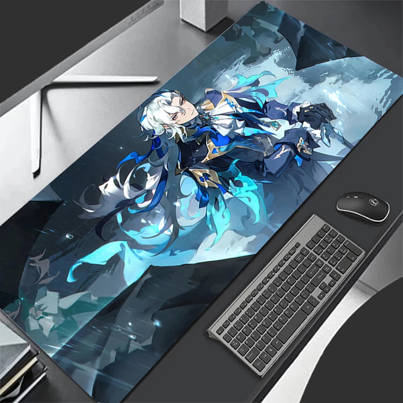 マウスパッドパターン HD マウスパッドデスクマットコンピュータゲーム G-genshin Impact Neuvillette キーボードパッドラバーマットノンスリップマウスマット